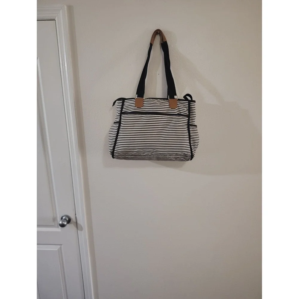 Bananafish Studio Diaper Bag Tote Black‎ White Striped Travel Baby Bag
